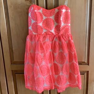 flower strapless dress